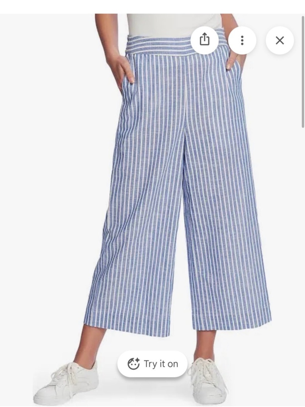 1. State Blue and White Striped Wide Leg Pants